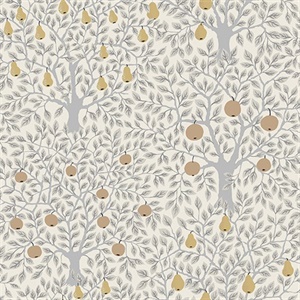 Pomona Light Grey Fruit Tree Wallpaper