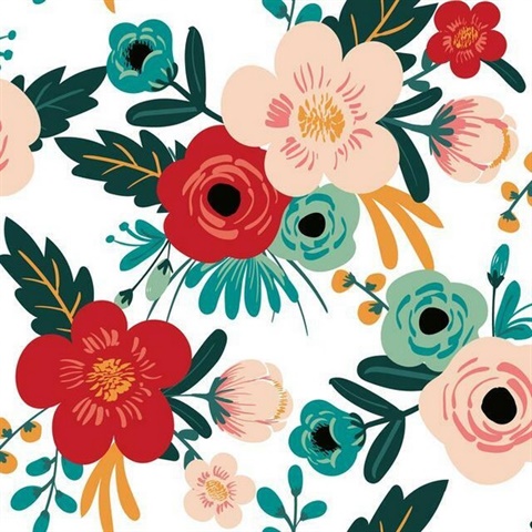 Poppy Floral P &amp; S Wallpaper