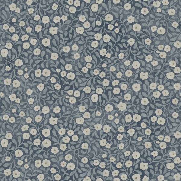 Poppy Trail Dark Blue Floral Wallpaper