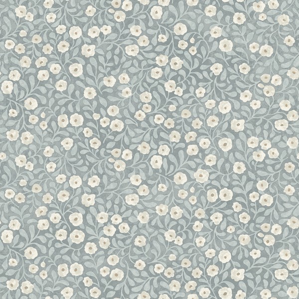 Poppy Trail Light Blue Floral Wallpaper