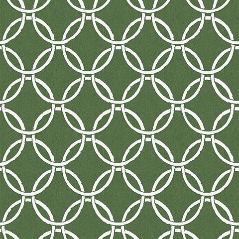Quelala Green Ring Ogee Wallpaper