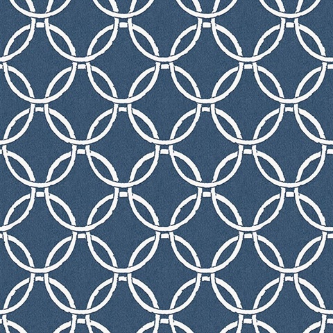 Quelala Navy Ring Ogee Wallpaper