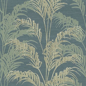 Rattan Teal Palm Wallpaper