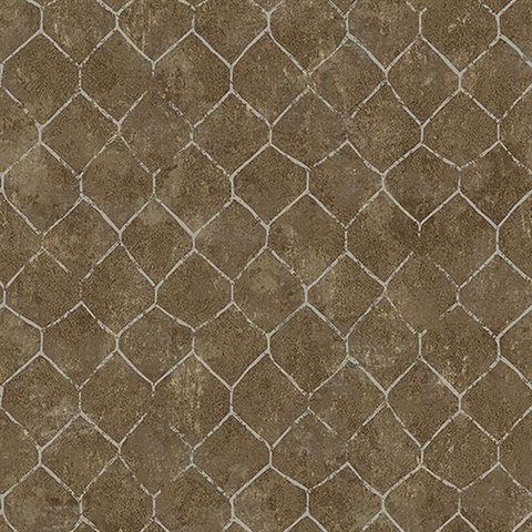 Rauta Brass Hexagon Tile Wallpaper