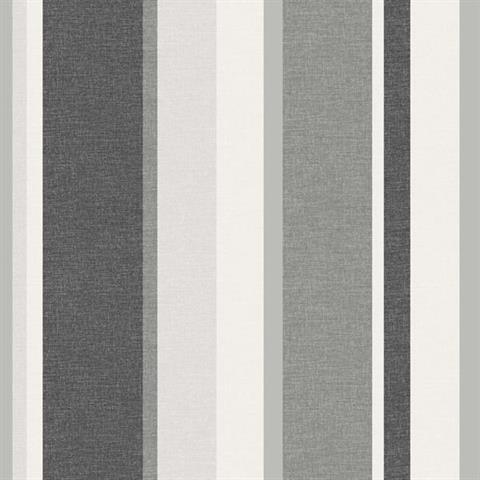 Raya Black Linen Stripe Wallpaper