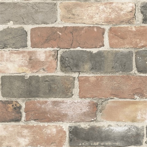 Reclaimed Bricks Dusty Red Rustic Wallpaper