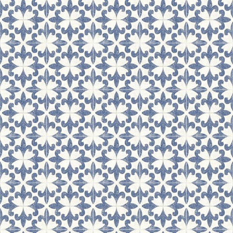 Remy Blue Fleur Tile Wallpaper