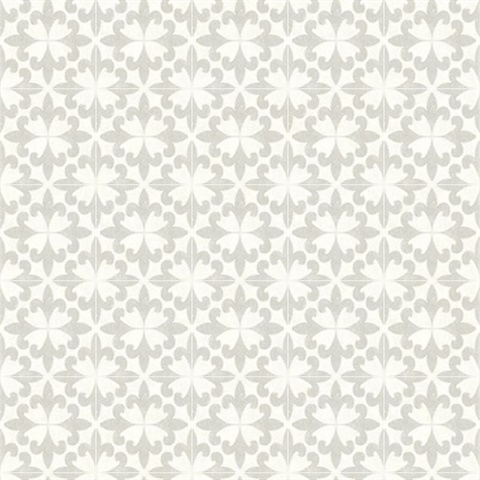 Remy Light Grey Fleur Tile Wallpaper