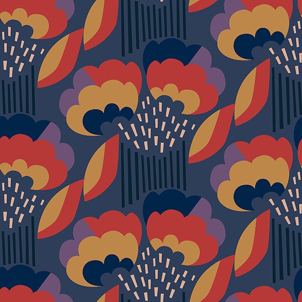 Retro Esme Navy Peel & Stick Wallpaper