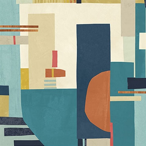 Rhodes Teal Blocs Wallpaper