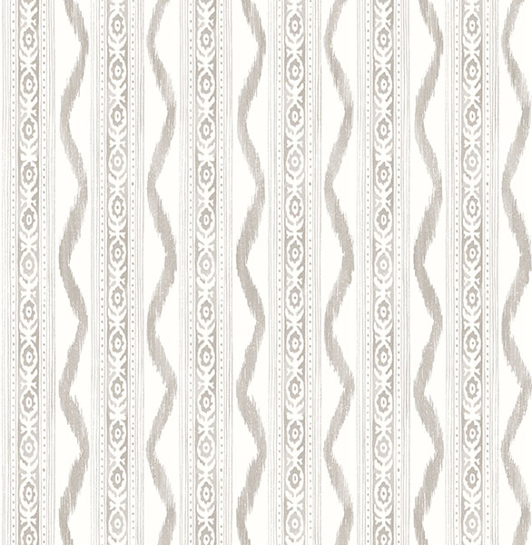 Rhys Stone IKAT Stripe Wallpaper