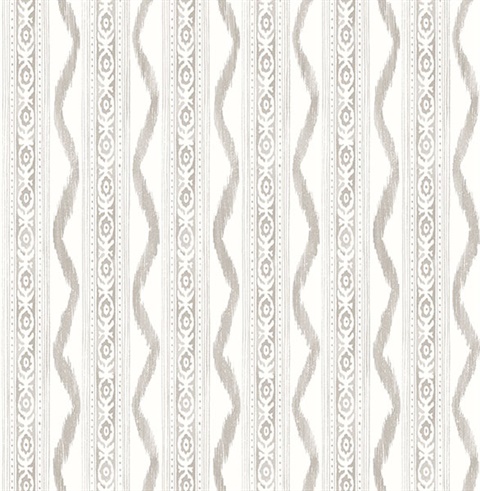 Rhys Stone IKAT Stripe Wallpaper
