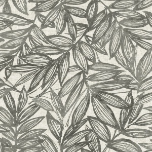 Rhythmic Charcoal Leaf Wallpaper