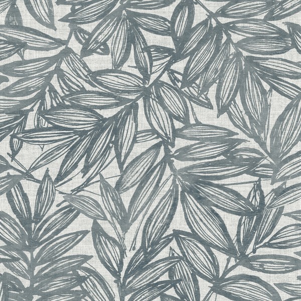 Rhythmic Denim Leaf Wallpaper
