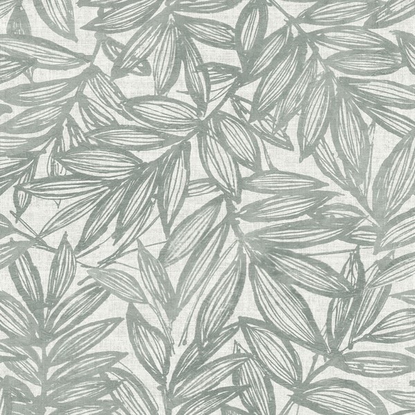 Rhythmic Grey Leaf Wallpaper