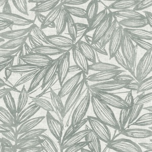 Rhythmic Grey Leaf Wallpaper