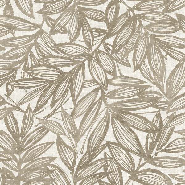 Rhythmic Taupe Leaf Wallpaper