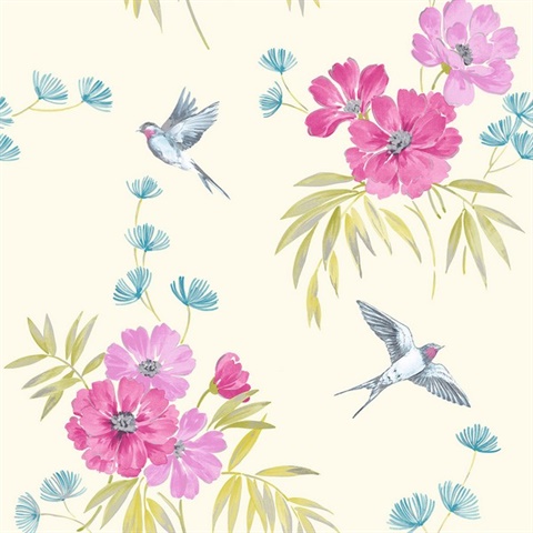Riva Magenta Floral Wallpaper