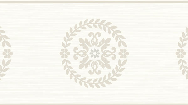 Ronan Medallion Border Cream & Metallic Cookie Wallpaper