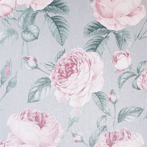 Rosaline Light Grey Floral Wallpaper