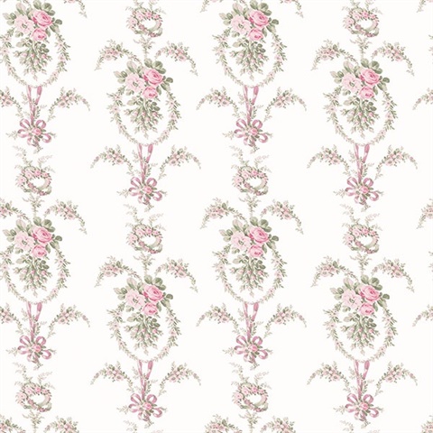 Rose Cheeks Party Pink Floral Cluster Wallpaper