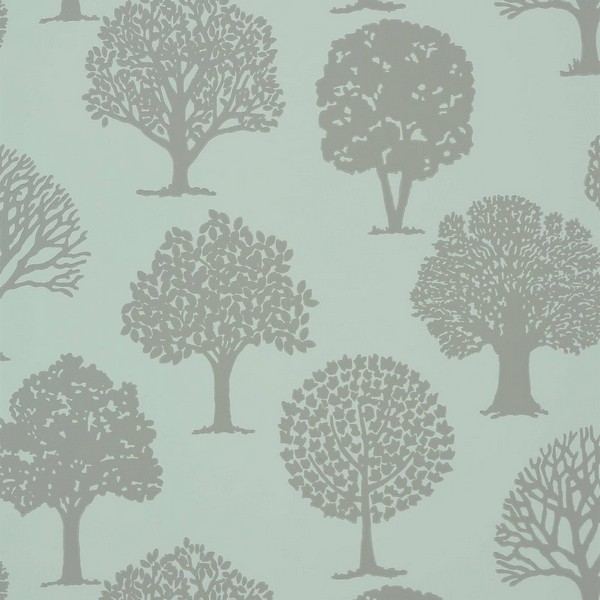 Russell Square Linen on Aqua Wallpaper