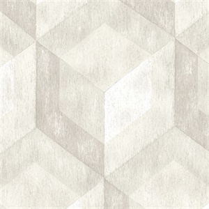 Rustic Wood Tile Cream Geometric Wallpaper