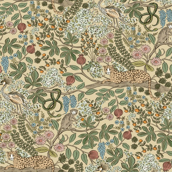 Safari Beige Jungle Toile Premium Peel + Stick Wallpaper