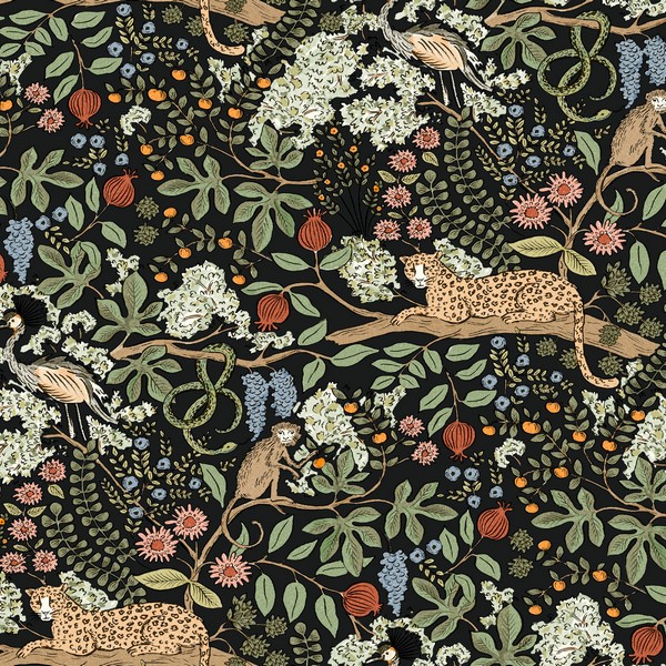 Safari Black Jungle Toile Premium Peel + Stick Wallpaper