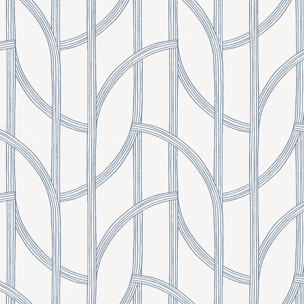 Salvo Navy Curved Contours Wallpaper