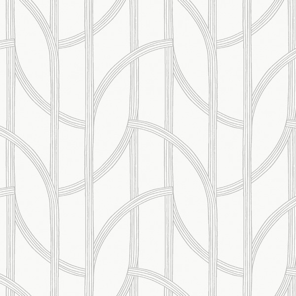 Salvo Silver Curved Contours Wallpaper