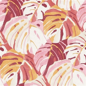 Samara Pink Monstera Leaf Wallpaper