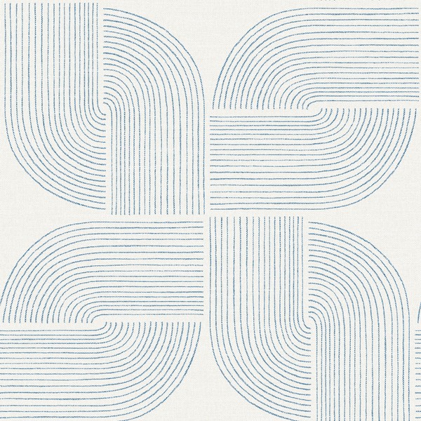 Savoye Dark Blue Spiral Arches Wallpaper