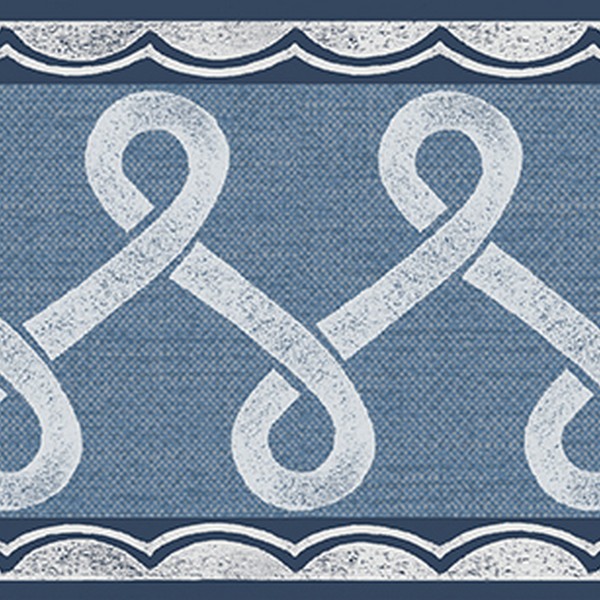 Scalloped Ribbon Blue Trim Wall Border