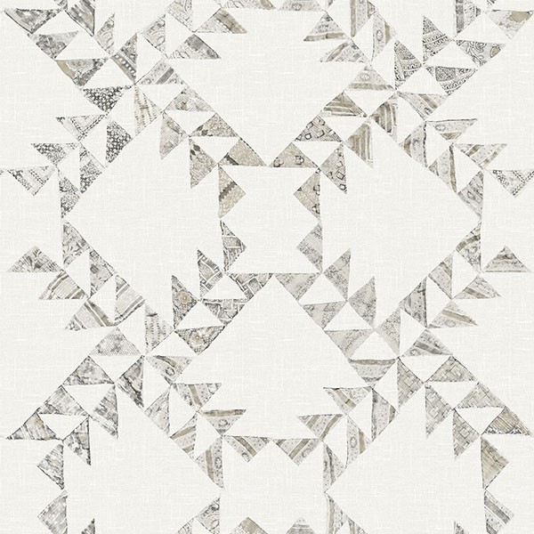 Scrap Quilt Grey Wallpaper