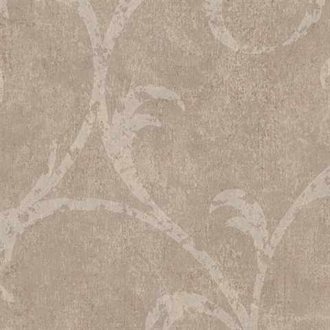 Sansa Light Brown Plaster Scroll Wallpaper