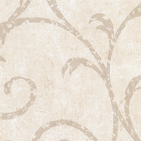 Sansa Cream Plaster Scroll Wallpaper