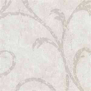 Sansa Light Grey Plaster Scroll Wallpaper