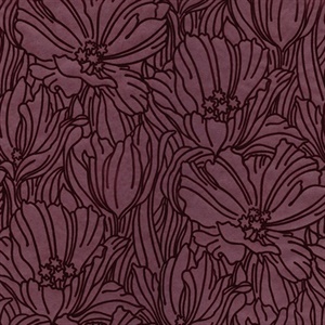 Selwyn Flock Burgundy Floral Wallpaper