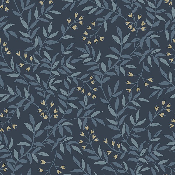 Senna Navy Budding Vines Wallpaper