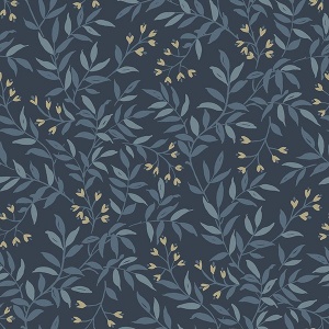 Senna Navy Budding Vines Wallpaper