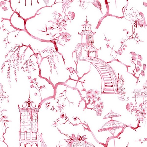 Serena Rasberry Chinoiserie Wallpaper