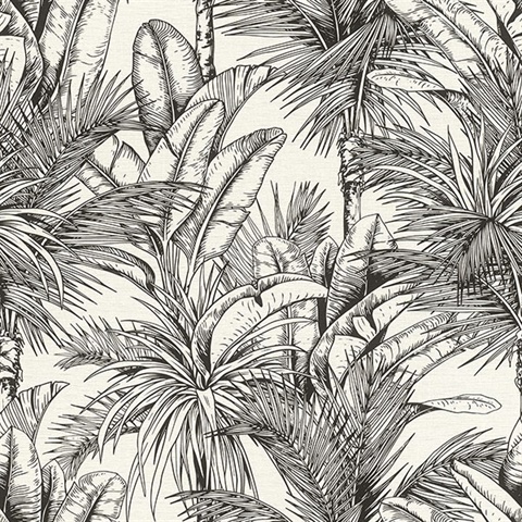 Serra White Palm Wallpaper