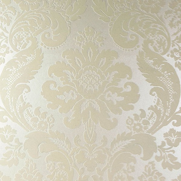 Shadow Cream Flocked Damask Wallpaper