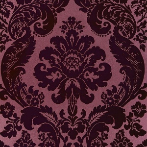 Shadow Merlot Flocked Damask Wallpaper