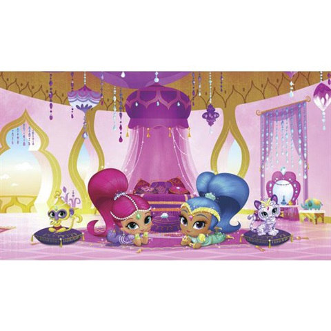 Shimmer And Shine Genie Palace Xl Chair Rail Prepasted Mural 6' X 10.5