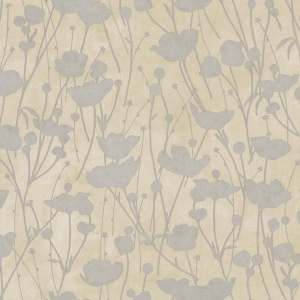 Shimmering Poppies Cream & Silver Wallpaper