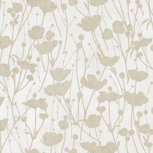 Shimmering Poppies White & Gold Wallpaper