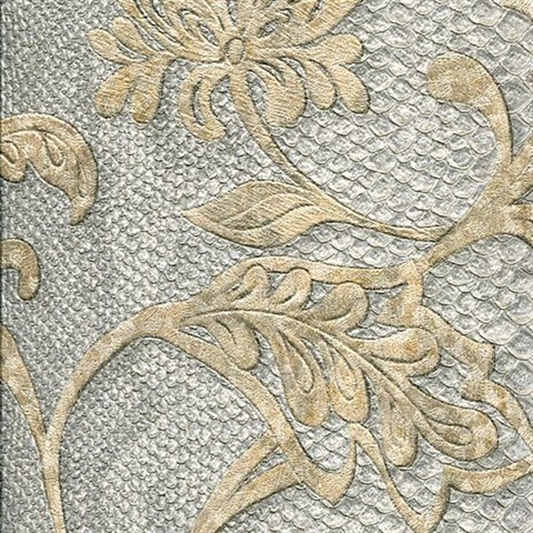 Puglia Light Grey Python Arabesque Wallpaper