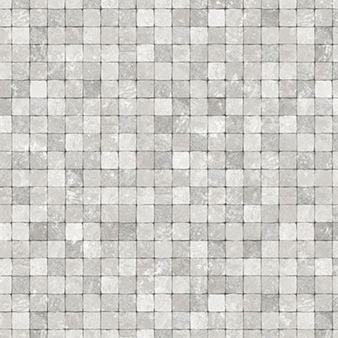 Silver Textured Tiles Wallpaper
